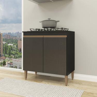 Imagem de Balcão Cooktop para Cozinha Sabrina com 2 Portas 80x52cm Preto 0467 MENU