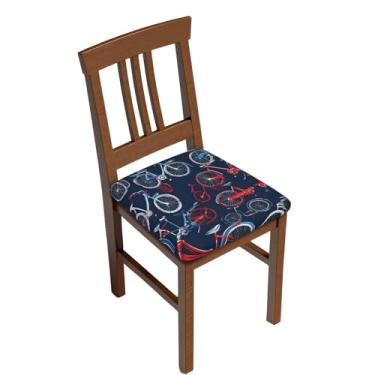 Imagem de ZERAOKE Bikes Bicycle Cycling - Capa de almofada de cadeira quadrada estampada completa com laços para decoração de cadeira de jantar, casamento em casa. Duas peças