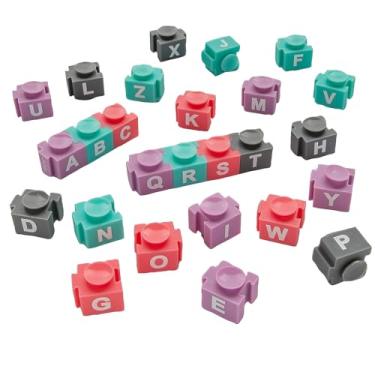 Imagem de Fun Express Blocos de alfabeto de letras de plástico multicoloridos com ventosas de 1,9 cm - 52 peças.