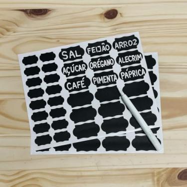 Imagem de Kit 68 Etiquetas para Potes e Marmitas + Caneta Branca | Reutilizáveis | Geladeira e Freezer