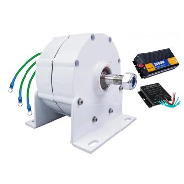 Imagem de 220v,HUIZHITENGDA Gerador AC de Ímanes Permanentes sem Redutor 220V, 5000W 12V 24V 48V 220V, Gerador Elétrico Brushless de Ímanes Permanentes, Adequado para Energia Hidráulica/Eólica (Com Base)