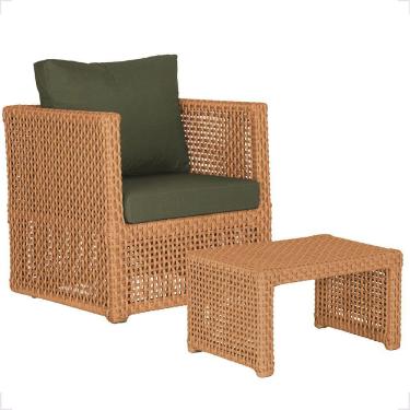 Imagem de Mesa E 1 Poltrona Madri Corda Náutica Estofado 13 Trama Terra Cota