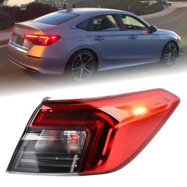 Imagem de KAMDKI Luz traseira externa RH LH com marcador lateral adequado para Honda Civic Sedan 2022 2023 2024 Conjunto de lâmpada traseira de LED lado direito do passageiro com lâmpadas 33500T20A01 HO2805123