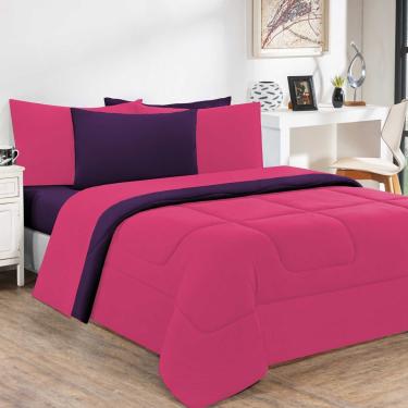 Imagem de Kit Edredom Malha 100% Algodão Gran Moratta 2 Peças Solteiro - Pink /Roxo