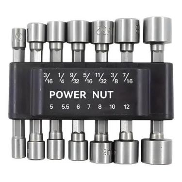 Imagem de Kit 14 Soquete Canhão Sextavado Chave Bits P/ Parafusadeira Imantado -