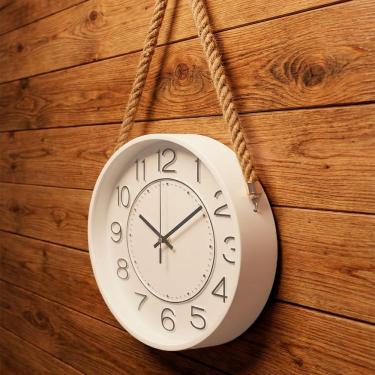 Imagem de Relógio Parede Decoração Redondo Serrano Com Alça Corda 30cm