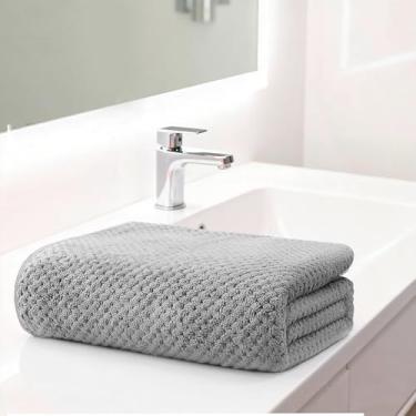 Imagem de 1 pacote de toalha de banho grande, 68 x 137 cm, microfibra macia, altamente absorvente, leve e de secagem rápida toalhas de banho para o corpo, esportes, praia, banheiro, cinza