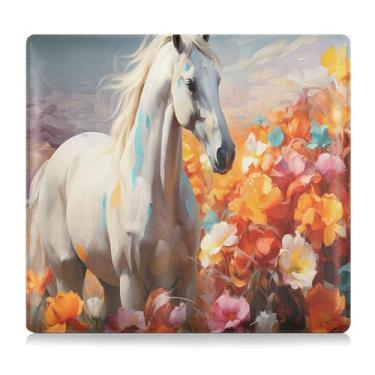 Imagem de CEBUGI Porta-luvas com flores coloridas de cavalo branco e porta-luvas para organizador de documentos, 12,5 cm x 24 cm