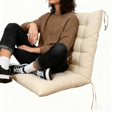 Imagem de Almofada de cadeira de encosto alto, almofadas de assento para cadeira de pátio ao ar livre, almofada reclinável macia para assento de cadeira de jardim com encosto para escritório, casa, cadeiras de