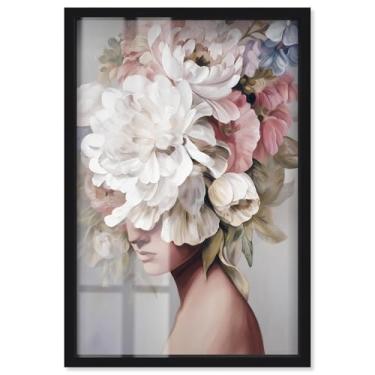 Imagem de Silent Bloom Shadowbox Print Floral Glam Wall Art por Art Remedy, moldura preta, 43 x 63 cm