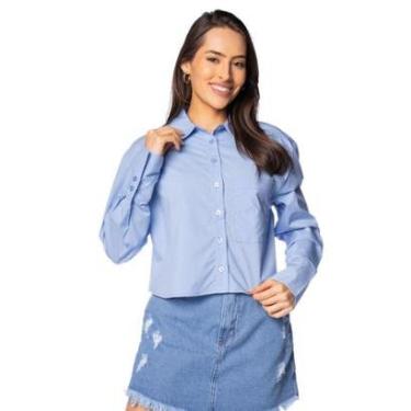 Imagem de Camisa Feminina The Style Box Social Cropped Branco-Feminino
