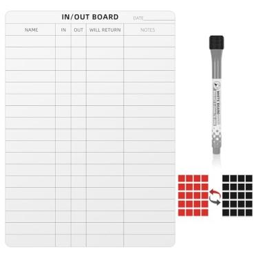 Imagem de Calendário de entrada e saída quadro apagável a seco para parede com 20 blocos magnéticos, planejador de entrada e saída para funcionários de escritório rastreador de 40,6 x 30,5 cm