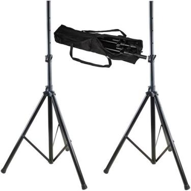 Imagem de Par Pedestal Suporte Tripé Portátil Caixa De Som Amplificada - Aj Som 