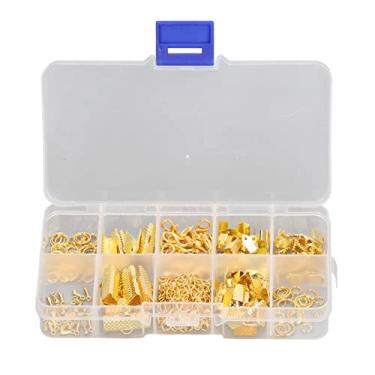 Imagem de Ainoli kit de fabricação de jóias de metal cauda corrente fivela clipe caixa de armazenamento jóias miçangas fazendo conjunto para colares pulseiras (Ouro)