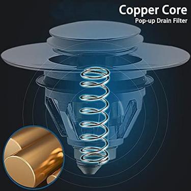 Imagem de Dreno de Bacia Universal com Bola Aço Inoxidável Núcleo Bala Tipo Push Parafuso Pop Up Cesto para Cozinha e Banheiro