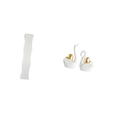 Imagem de Whtkoph Abajur de Chão com Cúpula E Figuras de Cisne para Sala de Estar. Ornamento de Mesa, Peça Artesanal, Decoração para Casais, Ideal para Prateleira Ou Ha