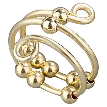 Imagem de ZJchao Anel Giratório Feminino Ajustável, Anel para Alívio de Ansiedade, Alívio do Estresse, Feminino, Masculino, Ouro, Prata, Cobre, Joias Hipoalergênicas, Presente 2cm (01)
