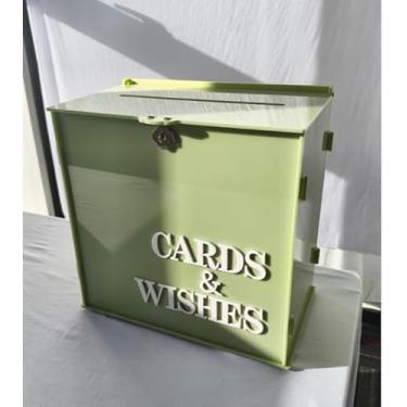 Imagem de AerWo Caixa de cartão de casamento verde, caixa de acrílico para casamentos, caixa envelope com fechadura para aniversário, chá de bebê, decoração de formatura de noiva
