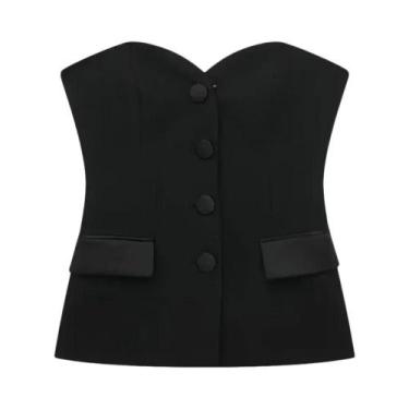 Imagem de Top Corset Sem Alças E Sem Mangas Para Mulheres Com Bolsos, Bustier Vi