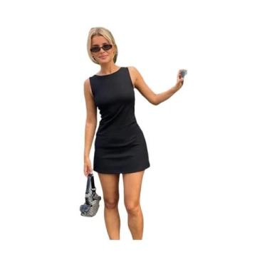 Imagem de Vestido Mini Sem Mangas Com Decote Redondo Slim A-Line Para Mulheres M
