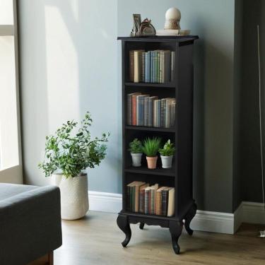 Imagem de Estante Livreiro Pequena 3 Prateleiras Pés Luiz Xv - Preto Laca