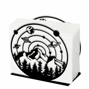 Imagem de SUPERDANT Porta-guardanapos Mountain Planet Sun on the Hilltop Porta-guardanapos Modernos Suportes de Serviette Dispensador de lenços de mesa de metal para mesas de cozinha Hotle Restaurantes