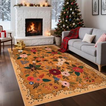 Imagem de GarveeHome Tapete antiderrapante de 3 x 12 cm, lavável à máquina, boêmio, floral, pequeno tapete para quarto, cabeceira, cozinha, entrada, quarto infantil, escritório, dormitório universitário