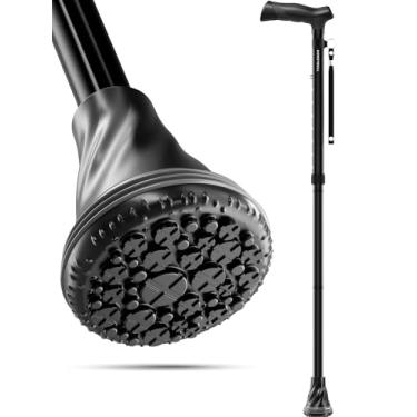 Imagem de HONEYBULL Bengala de caminhada com almofada de ar para homens e mulheres – Dobrável, ajustável, dobrável, bengala de pé livre, ponta de base de para-choque, resistente | Bengalas para idosos e adultos