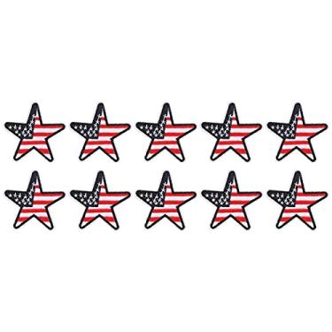 Imagem de Adesivos de pano bordado DIY Remendos decorativos adesivos para bolsas de roupas Decoração de reparo de cachecol Cores brilhantes Padrões especiais Material de poliéster de alta (Remendo de pano com estrela de cinco pontas)