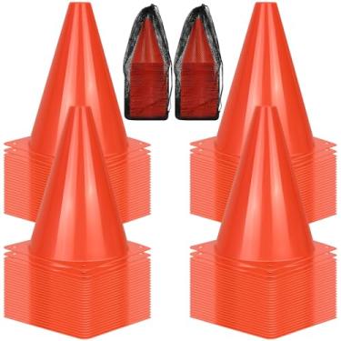 Imagem de PXZBLG 100 peças de cones de futebol, cones de futebol de 17 cm, cones de tráfego de plástico, cones de treinamento para prática de basquete, futebol, patinação