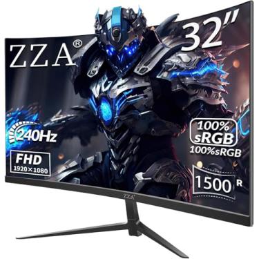 Imagem de ZZA Monitor Curvo Para Jogos De Computador Fhd 1080P De 32" Com Resolução De Até 240 Hz, 1500R, 1 Ms, 99% Srgb, Amd Freesync Premium, Hdmi 2.0 | Dp1.4, Preto