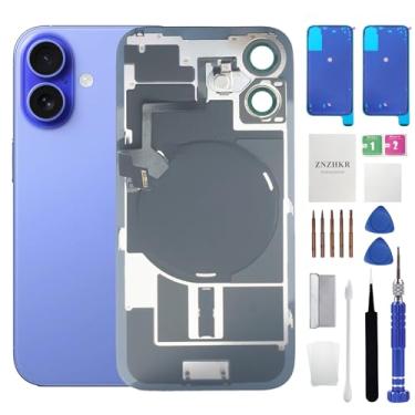 Imagem de Substituição de vidro traseiro 16 Plus com cabo flexível de carregamento sem fio e moldura da câmera Todas as peças para iPhone 16 Plus (6,7 polegadas, Ultramarino) Substituição do equipamento fita