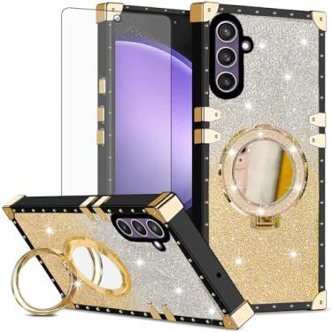 Imagem de Asuwish Capa de celular para Samsung Galaxy S23 FE 5G capa magnética com protetor de tela de vidro temperado e espelho brilhante brilhante anel resistente à prova de choque suporte rígido S 23 EF