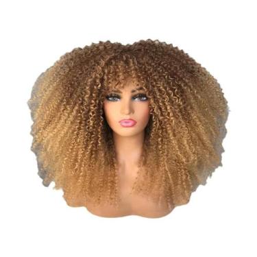 Imagem de Peruca Afro Cacheada Com Franja Para Mulheres Negras, Peruca Sintética