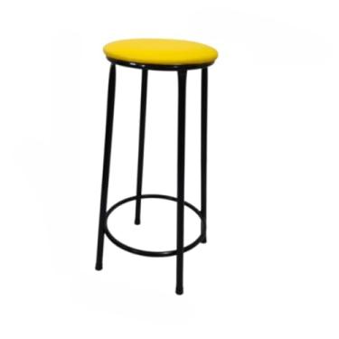 Imagem de Banqueta Alta de Aço - Banco Americano Ideal para Cozinha, Balcão e Bar, Espaço Residencial ou Comercial, Design Funcional e Estável (Amarelo)