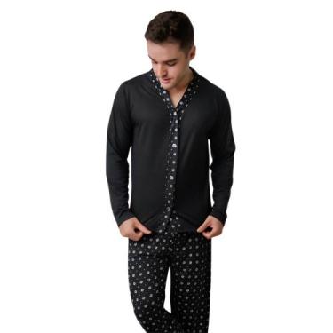 Imagem de Pijama Masculino Diones Calça Estampada Americano Inverno, Preto, G