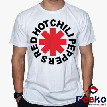 Imagem de Camiseta Red Hot Chili Peppers 100% Algodão Rock Geeko, Branco gola ca