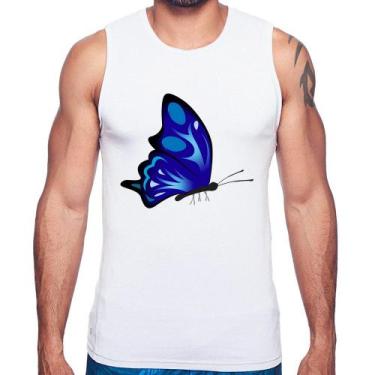 Imagem de Regata Borboleta Azul - Foca na Moda, Branco, G
