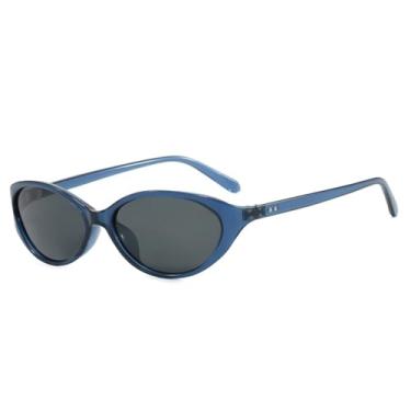 Imagem de Óculos de Sol Femininos Jelly Color com Estampa de Leopardo, Formato Olho de Gato, Proteção UV400, Ideais para Esportes ao Ar Livre, Corrida e Ciclismo, Azul e Cinza