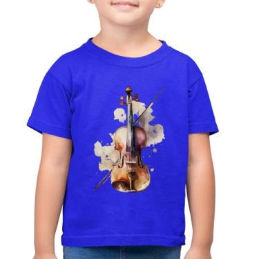 Imagem de Camiseta Algodão Infantil Violino - Foca na Moda, Azul royal, 8