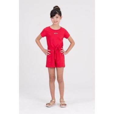 Imagem de Macaquinho Infantil Amarração Laço Vermelho-Feminino