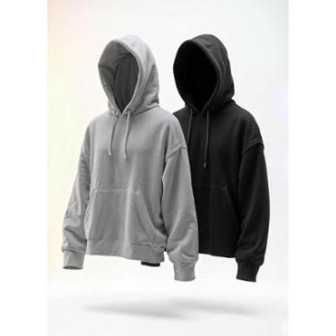 Imagem de Kit 2 Moletom Masculino Feminino Blusa Casaco Canguru Capuz-Unissex