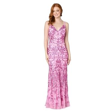 Imagem de Vestido longo júnior de lantejoulas com contas contrastantes e laço nas costas e saia sereia, rosa, 7