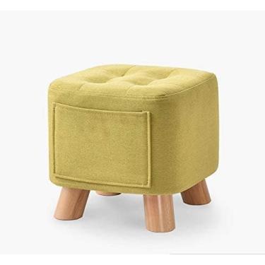 Imagem de Banqueta de pé de madeira maciça resistente - apoio para os pés lavável removível para sala de estar e sala de maquiagem - Banco de sapato macio, 28 x 28 x 28 cm, cor C