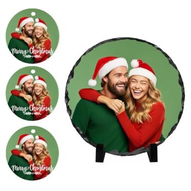Imagem de Presente com foto de ardósia personalizada em forma de coração – Placa decorativa de Natal personalizada Quepitty para casais, amigos e memórias de família