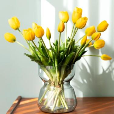 Imagem de Avoeco 20 peças de tulipas artificiais de látex de toque real – buquê de tulipas falsas para decoração de casa, centros de mesa de casamento, arranjos florais de primavera, flores falsas para