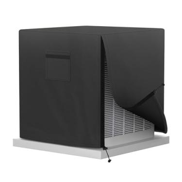 Imagem de Mordx Capa de ar condicionado central para unidades externas, capas de CA para ambientes externos, à prova d'água e à prova de vento, capa para unidades de CA externas, preta (66 x 66 x 81 cm)