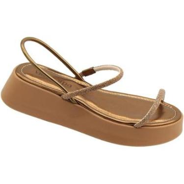 Imagem de Sandália Papete Via Scarpa Anabela Flatform Strass Feminina-Feminino