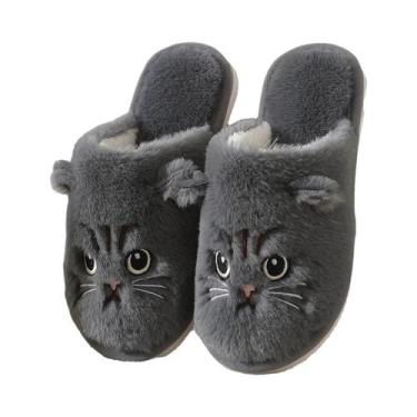 Imagem de Pantufas De Inverno Femininas Quentes De Pelúcia Com Solado De EVA Ant
