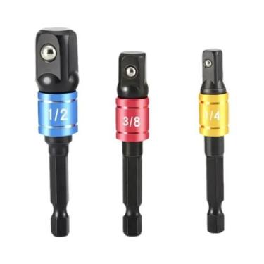 Imagem de Adaptador De Soquete Hexagonal 1/4'' Para 3/8'' E 1/2'' Suporte Para B